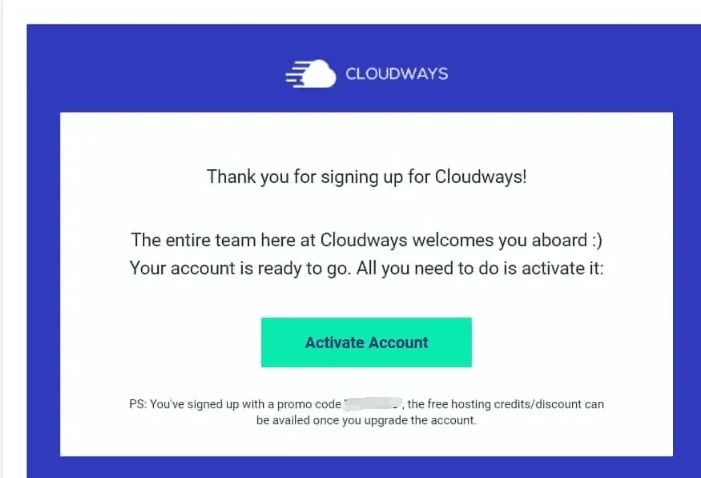 驗證Cloudways帳號-Cloudways主機購買流程